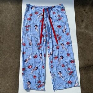 Blue Pajama Pants with Cartoon Print
